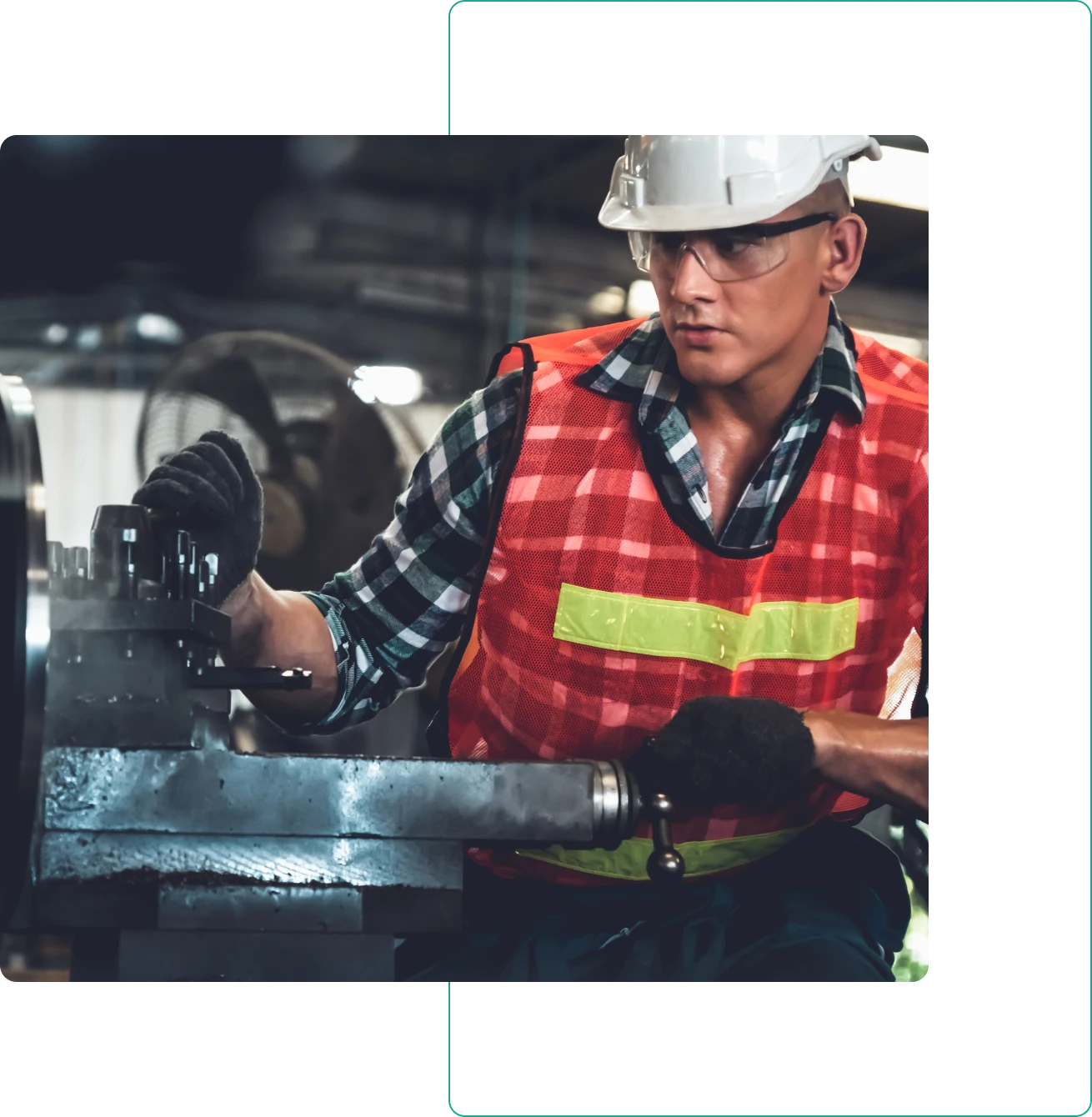 Technician adjusting machine controls