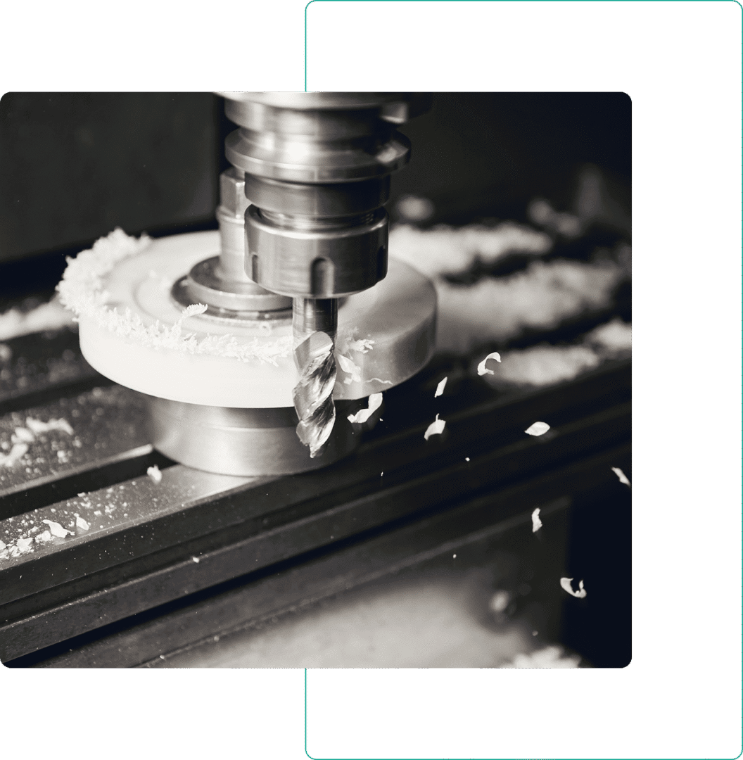 Industrial milling process close-up