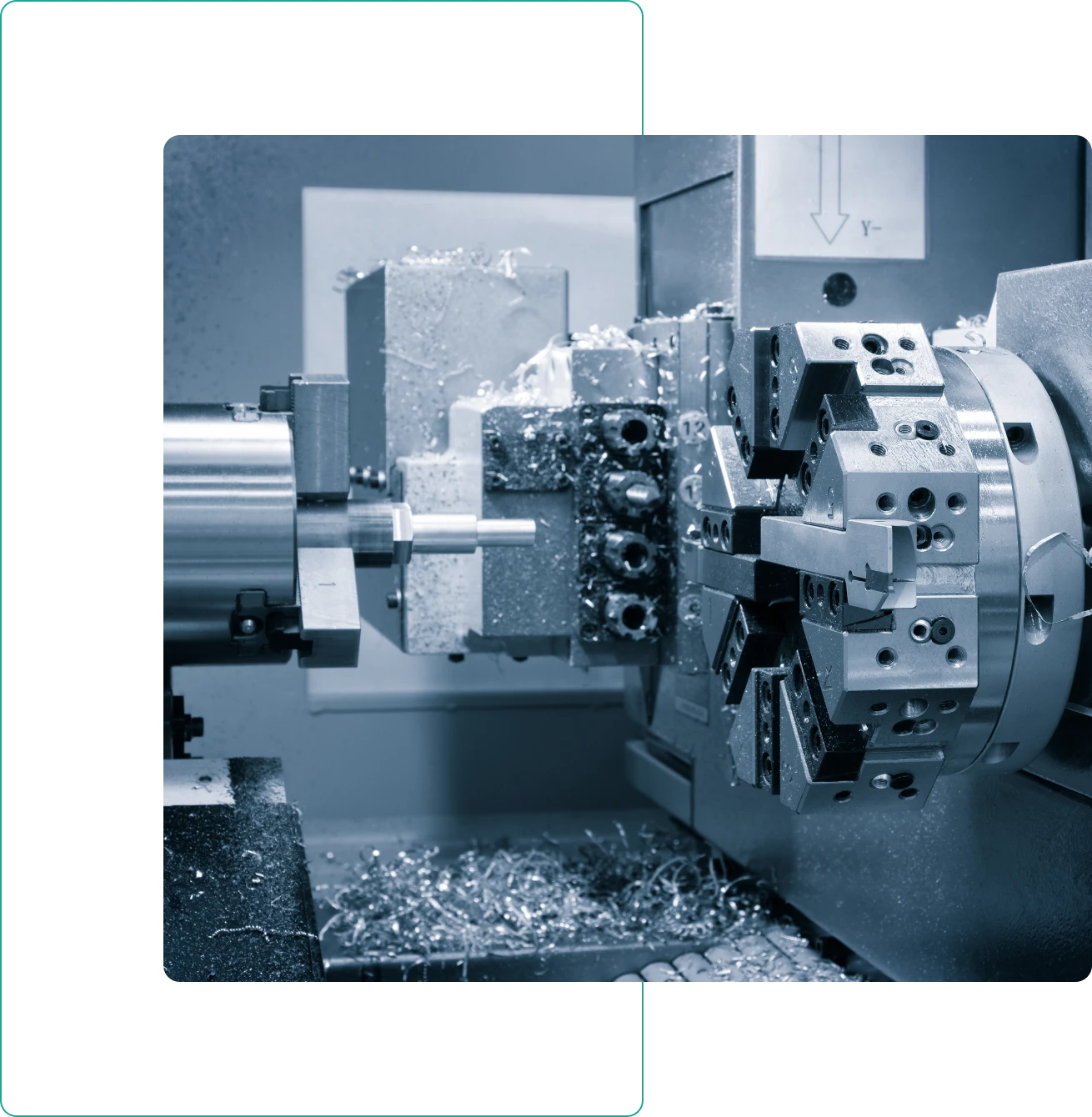 Precision machining process in progress