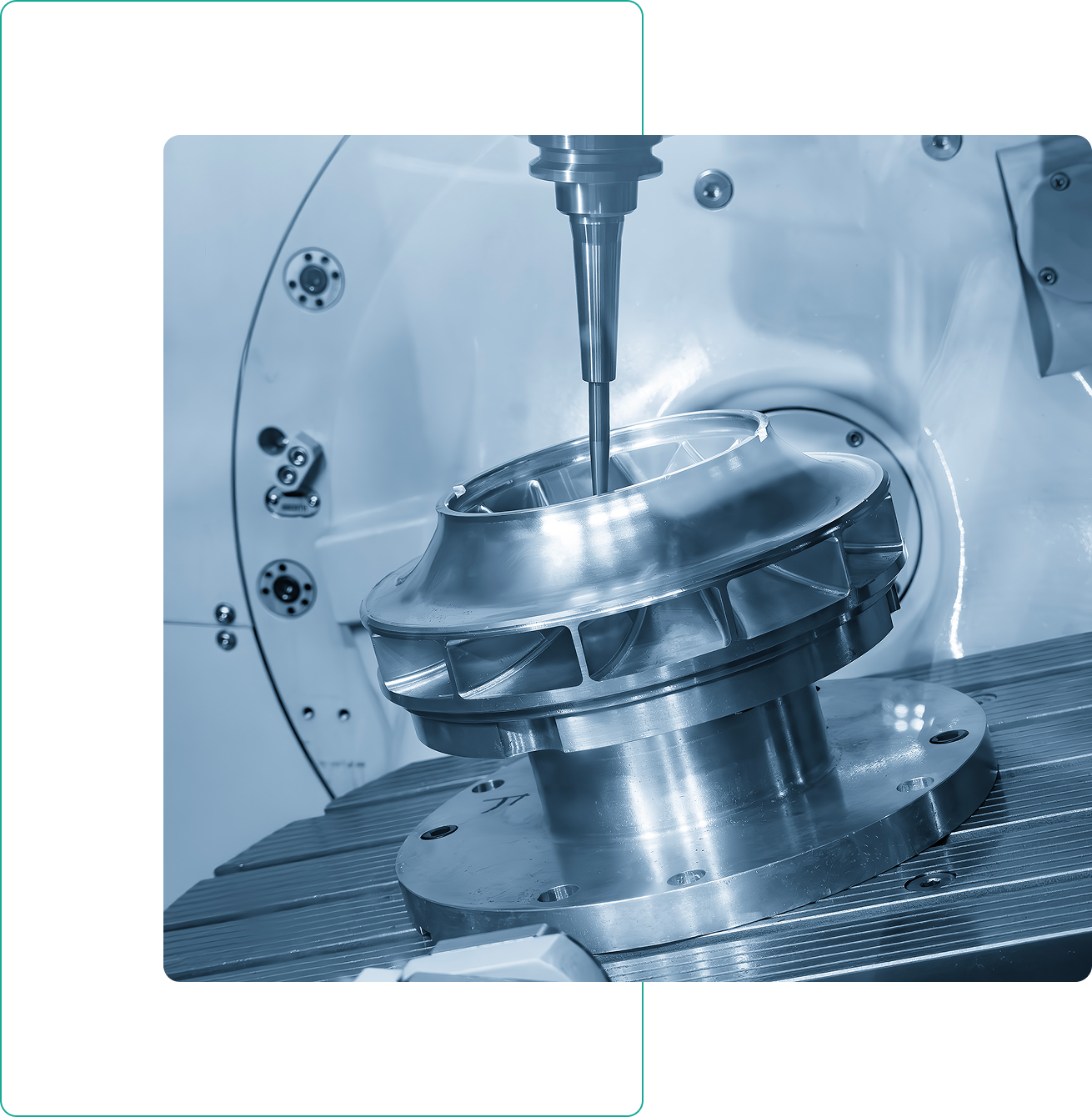 Industrial machinery cutting metal component