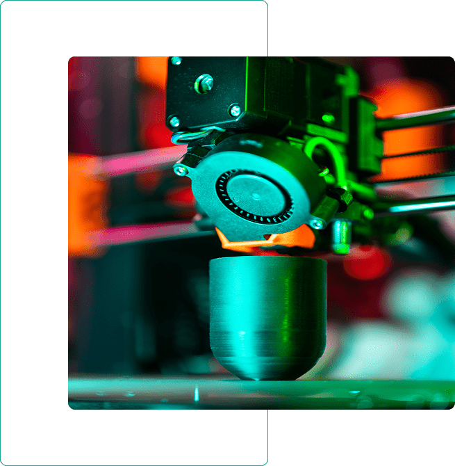 Close-up of a 3D printer in action.